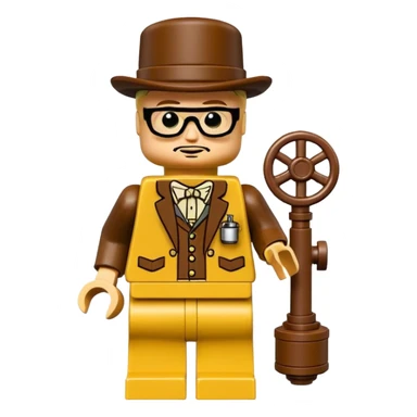 Steampunk Inventor yellow lego toy sticker