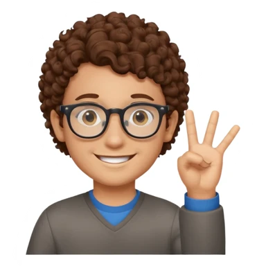 băiat cu ochelari și păr cârlionțat șaten aprobând sticker