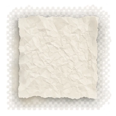 crumpled paper with irregular torn edge and faded watercolor shadows, transparent background, no face, no hands, no legs, no characters sticker