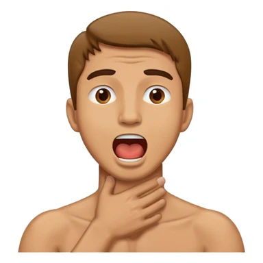 Man holding neck mouth open sticker