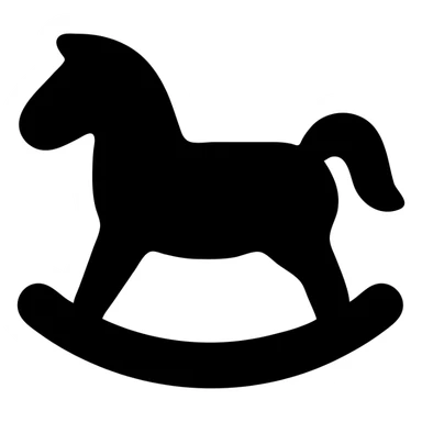 rocking horse, solid filled icon style, bold silhouette, no background sticker