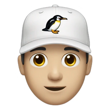 pale man with dark hair wearing a penguins baseball cap sticker