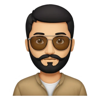 Indian man with  black hair and beard and black sunglasses sticker