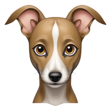 Create a brindle whippet emoji with long Dobby looking ears  sticker
