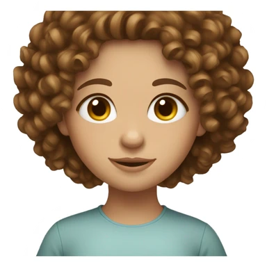 European, brown curly hair, girl sticker