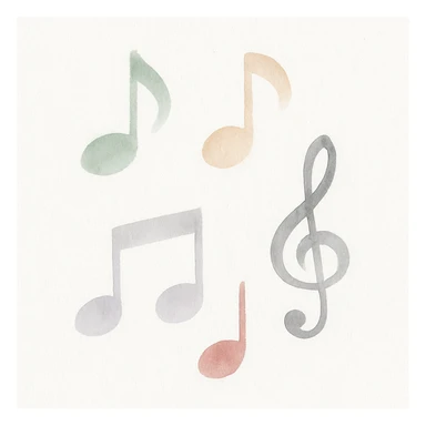 soft colored watercolor music notes sticker