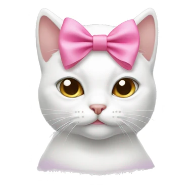 White cat with pink bow sticker