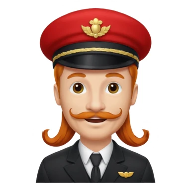 bellboy face long hair ginger bellboy red hat mustache sticker
