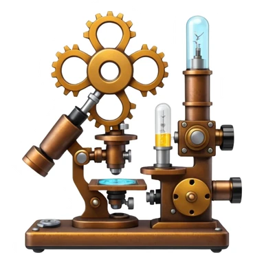 science, chemicals, mechanical gears, steampunk, electronics, electric wires, light bulbs, resistors, ic, physics, microscope, nuclear model, radioactivity sticker