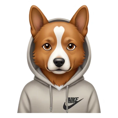 Dog wearing a Nike hoodie sticker