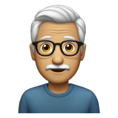 Abuelo,lentes azules, pelo corto, cejas negras y barba corta a sticker