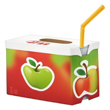 apple juice carton with a straw sticker