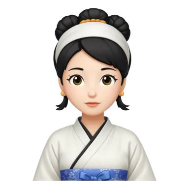 mom with black bun wearing white hom kimono and white apron sticker