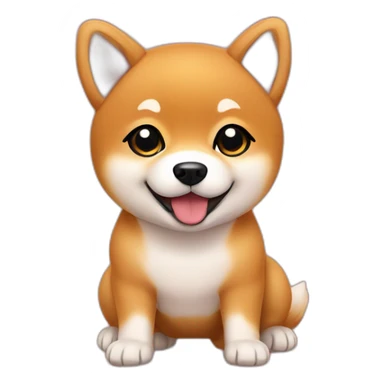 Baby shiba inu cartoon with red background sticker