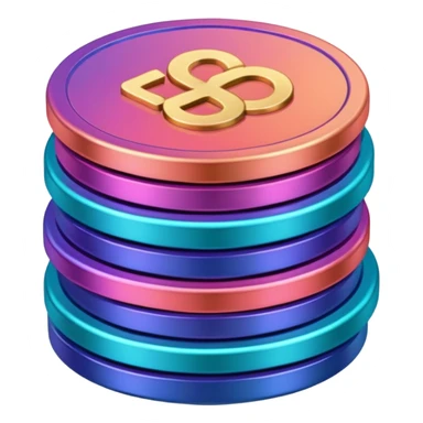 Many Coins pack stack
in gradient of turquoise, blue, pink, purple, and coral
 sticker