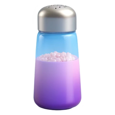 Add salt shaker holes to the top of the salt shaker. Keep everything else exactly the same, iOS emoji style, 3D, shiny, smooth gradients, soft shadows, realistic salt shaker shape, metallic lid, no face. Add a glossy effect to the glass. sticker