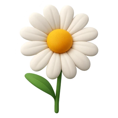 3D iOS-style daisy flower, single bloom, detailed petals, soft shadows, no background sticker