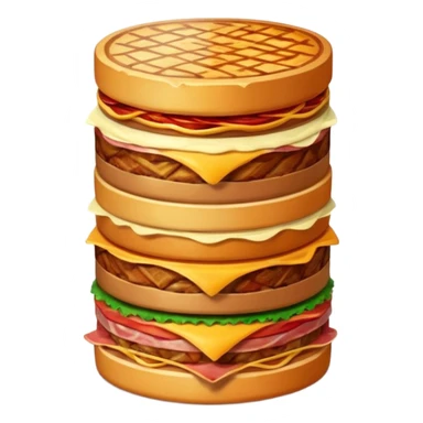 A savory food tower built from stacked meats sticker