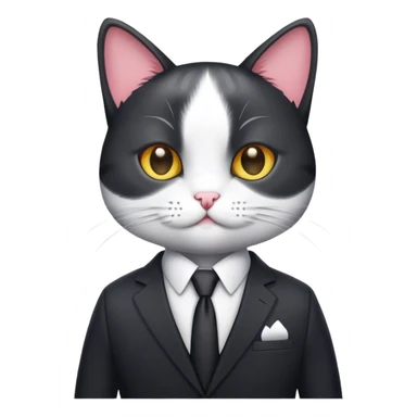 Black and white cat wearing a suit sticker