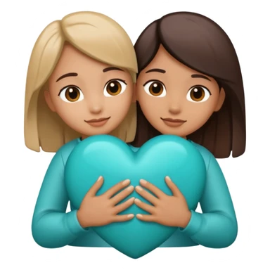 hugging teal heart sticker