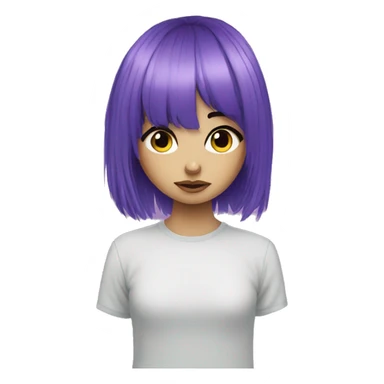 girl with purple hair curtain bangs emo sticker