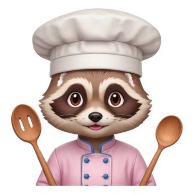 chef pink raccoon sticker