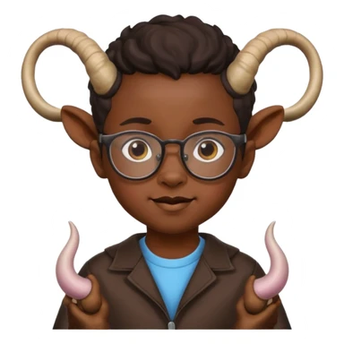 black child with goat horn and eyeglasses sticker