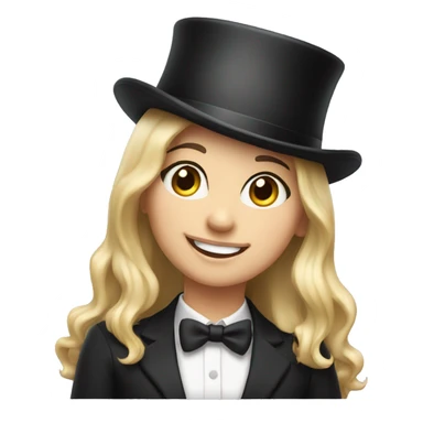 happy white girl in top hat sticker
