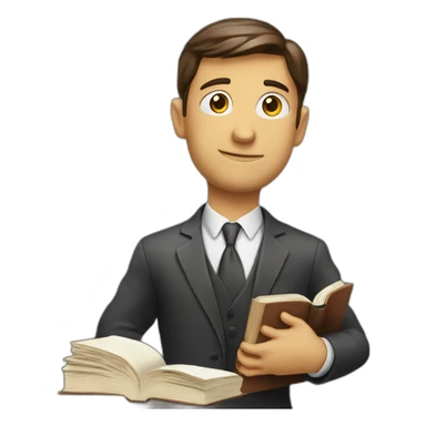 thoughtful businessman with a book sticker