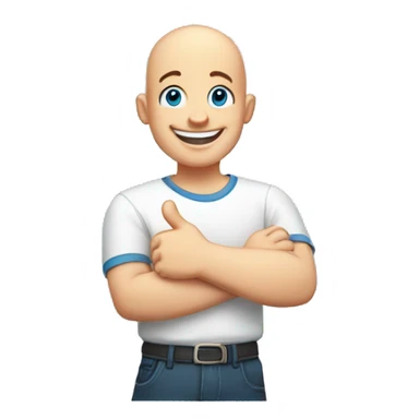 happy bald boy blue-eyed giving thumbs-up no white shirt, just the face and hand sticker