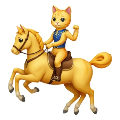 yellow cat on horseback sticker