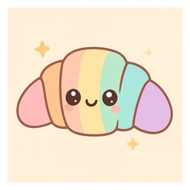 cute cartoon style croissant with rainbow pride colors sticker