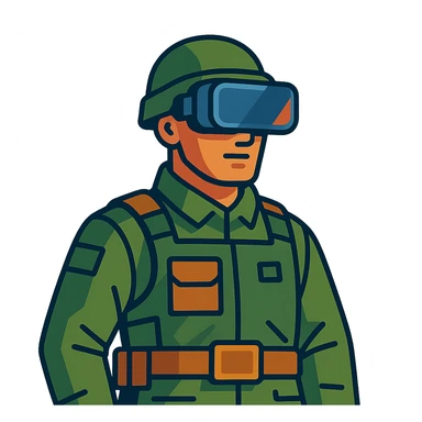 A military man in VR helmet sticker