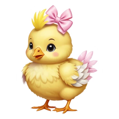 Baby chick with light pink bow around neck sticker