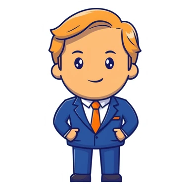 businessman with blonde hair and blue suit sticker