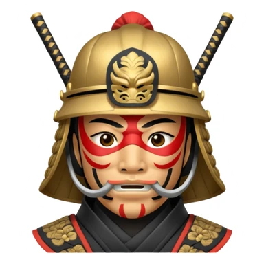 Samurai with helmet and a detailed mask covering their mouth sticker