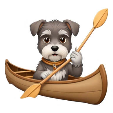 Schnauzer in canoe without paddles  sticker