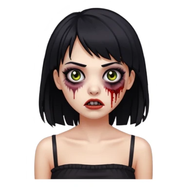 Faça uma mulher zumbi de franja cabelo longo preto com tub top preto e delineado  sticker