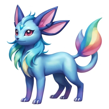 Rainbow crystalic Shiny pastel Nebulae Salandit-Glaceon-Sylveon-Espeon-Vaporeon-Noibat-Fakémon-hybrid-creature (full body)  sticker