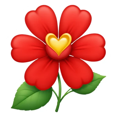 flower with heart-shaped petals and a kiss sticker