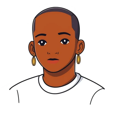 dark-skinned male portrait with earrings sticker