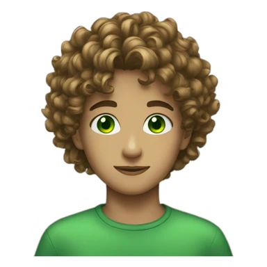 13 years old Boy Green eyes curly hair sticker