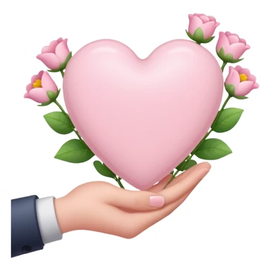 Light pink heart in hand with flowers sticker