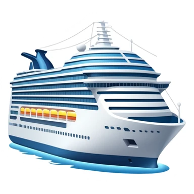 Illustrate a passenger cruise ship with multiple decks & glowing lights. sticker