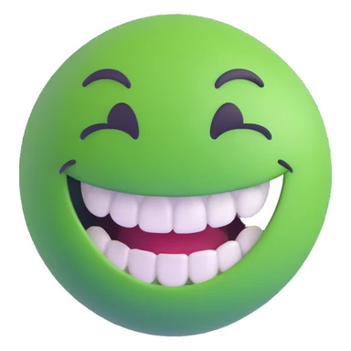 green happy emoji face showing teeth sticker