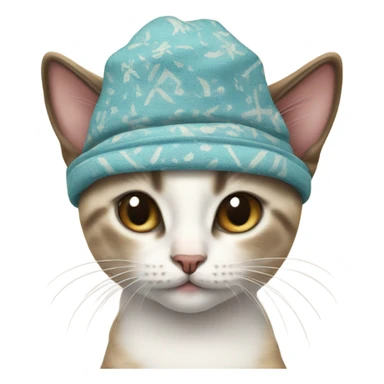 Kitten wearing Siamese hat sticker