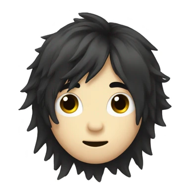 emo boy with long shaggy hair and moustache sticker