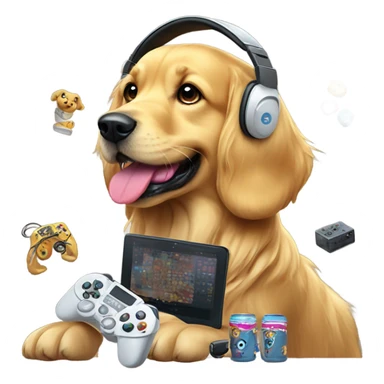 Gaming golden retriever￼￼ sticker