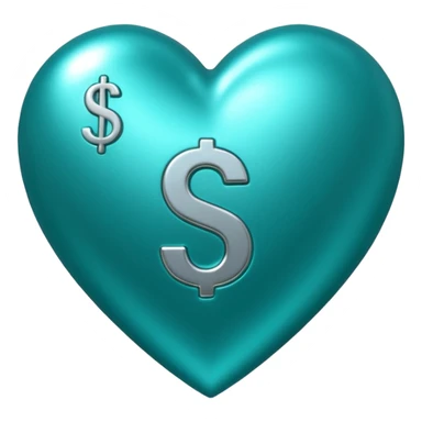 Teal heart with several dollar signs sticker