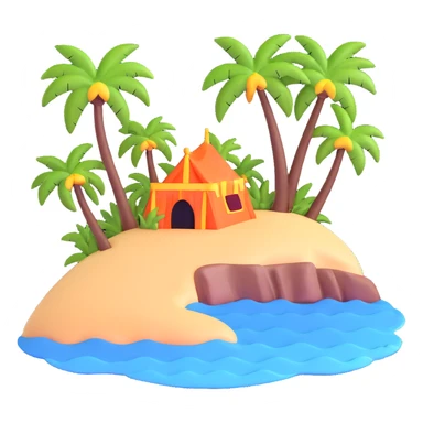 tropical island with palm trees and ocean sticker